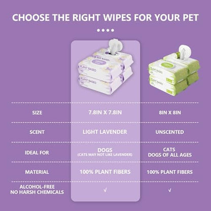 IMMHABI 100 PCS Dog Wipes for Paws and Butt Hypoallergenic Pets Cleansing & Deodorizing Anal Gland Hygienic Puppy Wipes for Dogs Face and Body Wipes Cleaning Fur Doggie Wipes Doggy Wipes (Lavender) - Image 4
