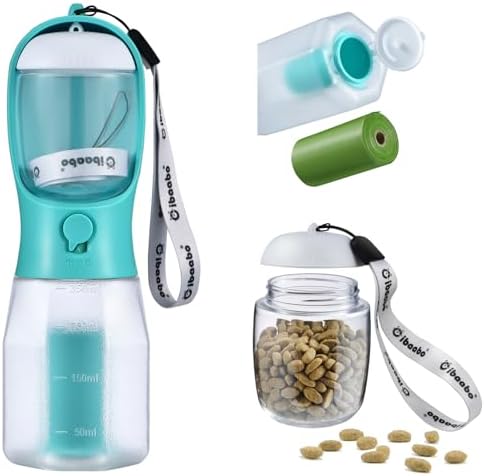 Cibaabo Dog Water Bottle with Food Container & Poop Bag Holder & Filter by Cibaabo