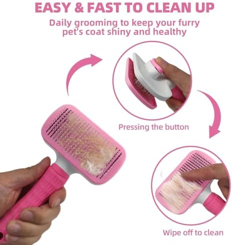 Dog Brush for Shedding,9 PCS in One Pet Slicker Hair Brush Kit with Pet Nail Clipper and File - Dog Cat Grooming Deshedding Undercoat Rake Brush Comb for All Small Large Dogs Cats Pink - Image 3