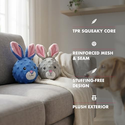 Pet Lou Rabbit EZ Squeaky Ball, Set of 2, 4-inch Width - Image 6