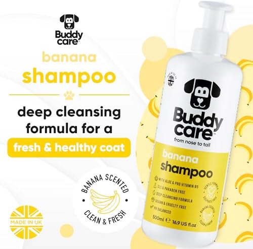 Banana Dog Shampoo by Buddycare | Deep Cleansing Shampoo for Dogs | Banana Scented | with Aloe Vera and Pro Vitamin B5 (16.9oz) - Image 2