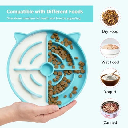 YINEYA 2 Pcs Silicone Slow Feeder Cat Bowl, Cat Slow Feeder for Food Training, Interactive Puzzle Bowls for Puppy, Kitten Dishes to Prevent Overeating, Treat Toys Suitable for Dry and Wet Food - Image 5