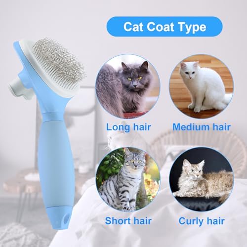 Cat Brush for Shedding, Self Cleaning Brush for Long & Short Hair Cats - Image 6