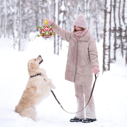 QDAN Christmas Dog Toys: Dog Soccer Ball with Straps for Outdoor Play, Tug of War, Puppy Gifts Durable 8-Inch Dog Balls for Medium Large Dogs - Image 5