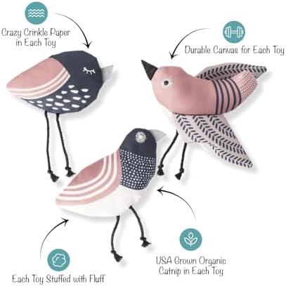 Fringe Studio, Under My Wings, Durable Cotton Canvas Cat Toy, 3PCS Set, PetShop Collection (904029) - Image 2
