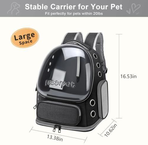 Cat Backpack Carrier, Breathable Cat Carrier Large Space Bubble Pet Backpack for Kitty Small Dog up to 20lbs, Transparent & Foldable Pet Carrier for Travel Hiking, Black - Image 5