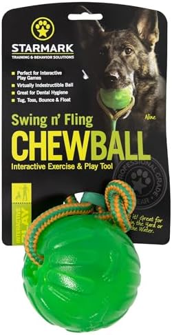 Starmark Everlasting Fun Ball on a Rope Dog Toy,Greens,Medium/Large - Image 2
