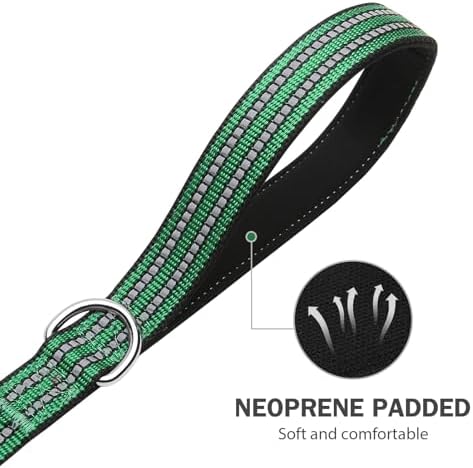 Hikiko 6FT Dog Leash with 2 Padded Handles Reflective,Green - Image 4