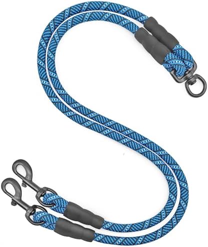 Double Dog Leash Coupler 1/3" Rope Extension for Two 10-35lbs Dog by Mycicy