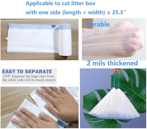 Super Thick 2Mils Drawstring Litter Box Liners - 100 Count, 26.6x16.7 inches, White Poop Bags for Litter Robot 4 & Cat Trays - Image 7