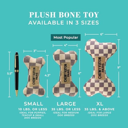 Haute Diggity Dog Chewy Vuiton Bone Plush Dog Toy, Designer Parody Toy - Image 2