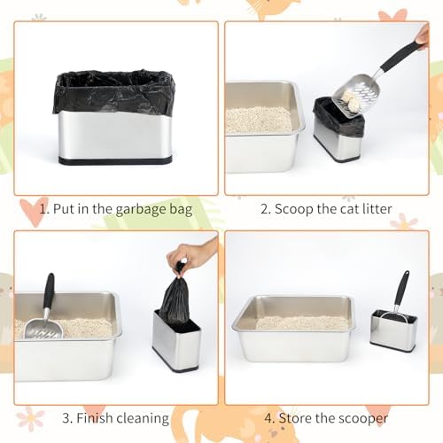 Metal Litter Scoop with Holder, Cat Litter Scooper and Caddy Set - Image 3