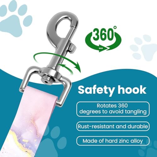 Adjustable pet cat and Dog car seat Belt，The Lanyard is Flexible and Adjustable from 20 to 33 inches (Pink Marble) - Image 3