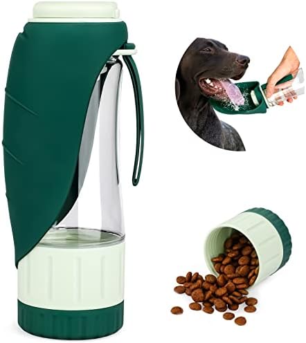 TIOVERY Upgraded Dog Water Bottle, Portable Dog Cat Puppy Pet Water Dispenser Feeder with Drinking Cup and Food Container Leak Proof for Outdoor Walking, Travel, Hiking 12OZ by TIOVERY