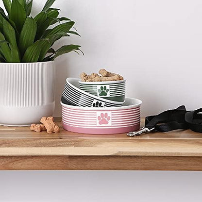 Bone Dry Paw & Patch Ceramic Pet Collection, Medium Set, 6x2, Hunter Green, 2 Piece (5742) - Image 4
