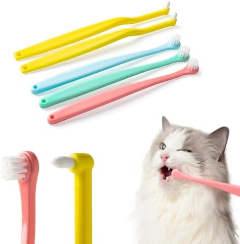 E.M&S.T by Emmeliestella Small Dog & Cat Toothbrush Micro Head, Cat Dental Care, Pets Toothbrush, Oral Hygiene, Easy to Handle, Deep Clean, Soft Bristles, Multi-Angle, Round&Pointed Toothbrush, 5 PCS by EMSTbyEmmeliestella