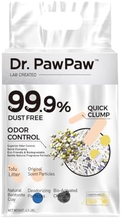 Tofu Cat Litter, Dr. PawPaw Clumping Cat Litter, Natural Tofu Scent 4.5 lb, Dust-Free Keep Kitty Tidy, Superior Odor Control Keep Step Fresh by DrPawPaw