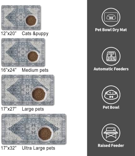Dog Food Mat for Floors, Absorbent Pet Cat Food Bowl Mat, 12x20 in - Image 6