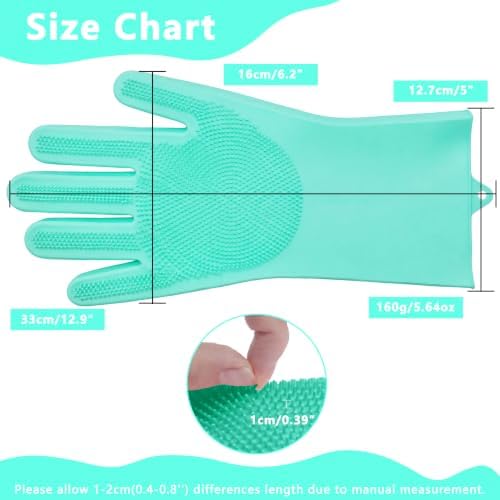 Pet Grooming Gloves—Dog Washing Gloves with High-Density Teeth, Dog Bath Scrubber with Enhanced Five Finger Design, Silicone Gloves for Dogs and Cats Bathing, Massage (Turquoise) - Image 2