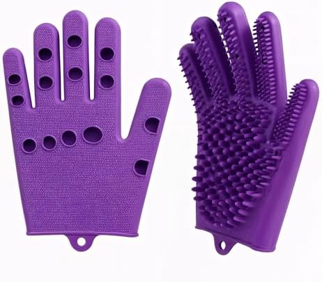 Pet Grooming Gloves for Cats & Dogs – Silicone Hair Removal Glove for Bathing, Shedding & Massage – Gentle Mitt for Long & Short Hair Pets with Drainage System by Unknown