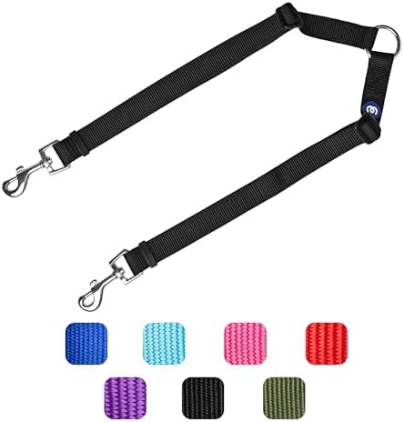 Blueberry Pet Essentials Durable Classic Double Dog Leash Coupler, Black, Medium/Large, Dual Walking & Training Leashes for Two Dogs - Image 6