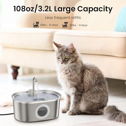 PawsPik SS-01 Stainless Steel Faucet-Design Cat Fountain 108.2 oz - Image 3