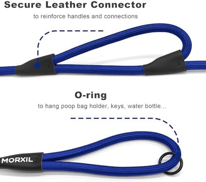 Rope Dog Leash with Two Handles, 6 Foot Heavy Duty Dog Leash with Aviation Aluminum Auto Locking Carabiner, Strong Nylon Pet Lead for Small, Medium, Large Dogs (Blue, 6FT-Two Handle) - Image 5