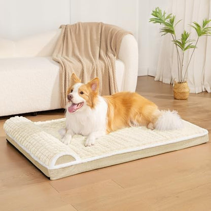 Orthopedic Medium Dog Bed Pillow Pet Sofa Bed 30''X20'' Ivory - Image 2