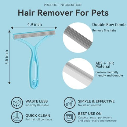 SOCCSO Carpet Rake Pet Hair Remover, 60" Long Rubber Broom, 3 Pack - Image 3