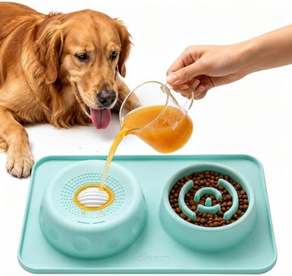2 in 1 Silicone Slow Feeder Dog Bowl & Lick Bowl,Pet Feeding Bowl by koieam