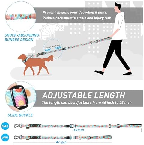 Hotsky Tactical Bungee Shock Absorbing No Pull Strong Dog Leash,Daisy,4-6FT - Image 6