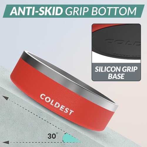 Coldest Dog Bowl - Anti Rust Metal, Non Slip, 3 Layers Insulated Stainless Steel Dog Bowls - Spill Proof & Heavy Duty - Water Bowl for Dogs, Cats & Pets, Dish Washer Safe (42 oz, Crimson Red) - Image 2