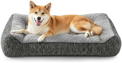 JOEJOY Orthopedic Dog Bed Medium Sized Dogs, Extra Thick Supportive Big Dog Couch Bed with Sides, Ultra Soft Pet Bed Sofa, Light Grey, 35''x25'' by JOEJOY