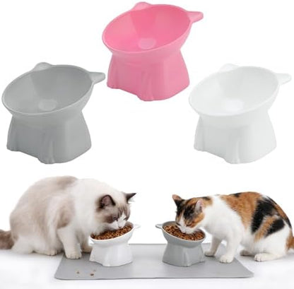 Elevated Cat Bowls 15° Raised Cat Bowl with Silicone Mat Multicolor by Hoemwarm