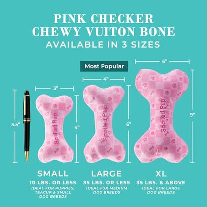 Haute Diggity Dog Chewy Vuiton Bone Plush Dog Toy, Designer Parody Toy - Image 3