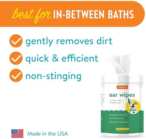 Dogtopia Ear Wipes for Dogs and Pets | 160 Count Convenient Ear Cleaning Wipes | Non-Stinging, Gentle Wipes to Remove Dirt and Build-Up | Promotes Clean and Healthy Ears - Image 2