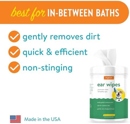 Dogtopia Ear Wipes for Dogs and Pets | 160 Count Convenient Ear Cleaning Wipes | Non-Stinging, Gentle Wipes to Remove Dirt and Build-Up | Promotes Clean and Healthy Ears - Image 2