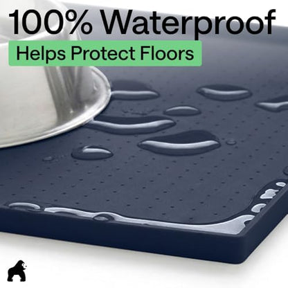 GORILLA GRIP Dog Food Mat, 100% Waterproof Silicone, 32x24 Navy - Image 4