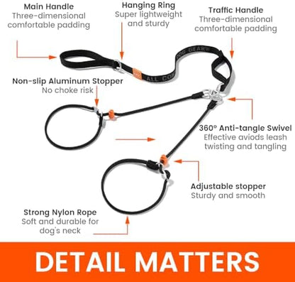 Howgo Slip Lead Leash 2 Dogs, Tangle-Free 360 Swivel(Multicolor,Handle) - Image 5