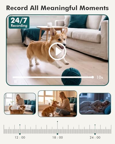 Dzees 2K Indoor Security Cameras, 360° WiFi Pet Camera, 2-Pack - Image 7