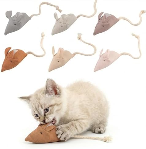 Catnip Mice Cat Toys, 6 Pcs Interactive Fabric Mouse Toys for Indoor Cats by FILWYROSES