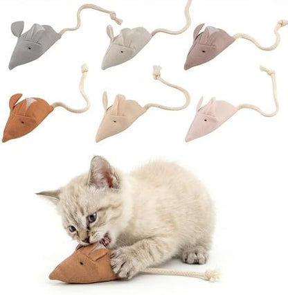 Catnip Mice Cat Toys, 6 Pcs Interactive Fabric Mouse Toys for Indoor Cats by FILWYROSES