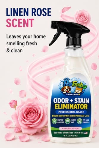 PawFresh Pet Odor & Stain Eliminator Spray, Linen Rose Scent, 16 oz - Image 5