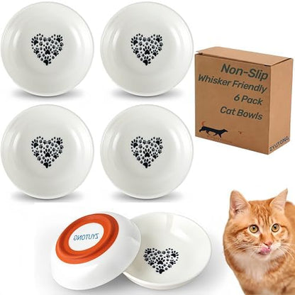 Ceramic Cat Bowl Whisker Friendly, Non-Slip Cat Food Bowls 6-Pack by ZYUTONG