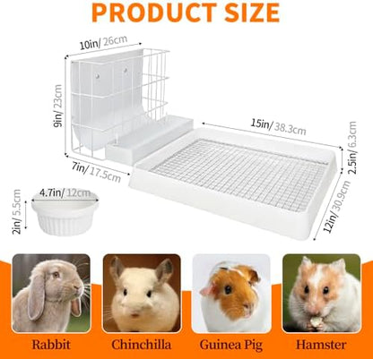 BESNEW 3 in 1 Rabbit Hay Feeder with Litter Box,Upgraded Metal Hay Rack & Litter Tray & Water Bowl,Quick Cleaning,Easy to Install,Bunny Supplies for Rabbit Guinea Pig Chinchilla Small Animals - Image 4