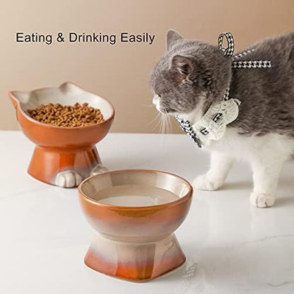 Nihow Elevated Cat Bowls,6 Inch Ceramic Raised Cat Food and Water Bowl Set - Image 5