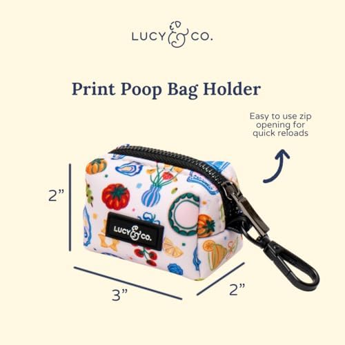 Lucy & Co. Dolce Vita Dog Poop Bag Holder and Dispenser, Clips to Leash, Water-Repellent Neoprene, Includes Refill Roll - Image 2
