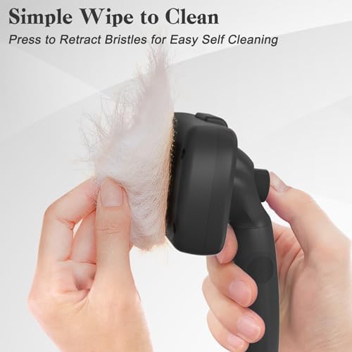 Swihauk Self Cleaning Slicker Brush for Dogs & Cats - Skin Friendly Deshedding and Grooming Brush for Haired Pets, Pet Supplies Accessory, Black - Image 3