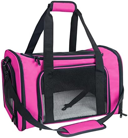 Soft Sided Carrier for Small Medium Cats Dogs,Removable Pad Collapsible Travel Pet Carrier Large Magenta by NextFri