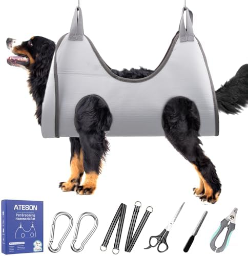 ATESON Pet Grooming Hammock Harness for Large Giant Dogs Nail Trimming, Dog Sling for Cutting Nails, Dog Hanging Holder Hanger with Nail Clippers, Nail File, Scissors XXXL by ATESON